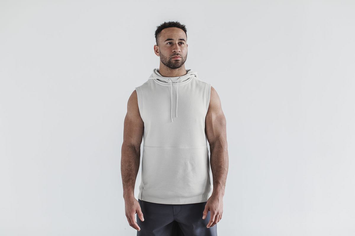 Nobull Microplush Sleeveless Men\'s Hoodie Grey | Australia (DX0425)